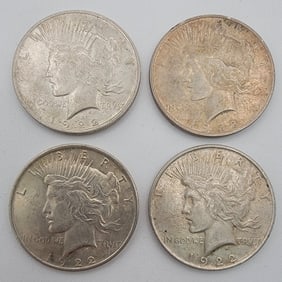 (4) 1922 United States Peace Silver Dollars
