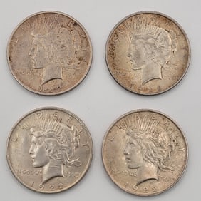(4) 1922 United States Peace Silver Dollars