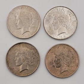 (4) 1922 United States Peace Silver Dollars