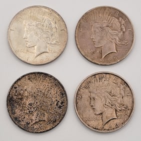 (4) 1923 United States Peace Silver Dollars
