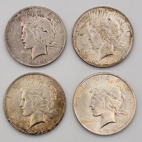 (4) 1923 United States Peace Silver Dollars