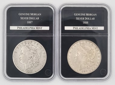 1887 & 1888 United States Morgan Silver Dollars PCS Genuine