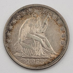 1853 Circulated U.S. Seated Liberty Half Dollar Arrows & Rays