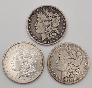 (3) 1878 United States Morgan Silver Dollars