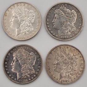 (4) 1880 & 1881 United States Morgan Silver Dollars