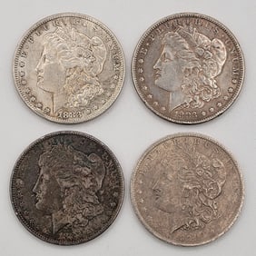(4) 1883 & 1884 United States Morgan Silver Dollars