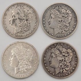 (4) 1884 United States Morgan Silver Dollars