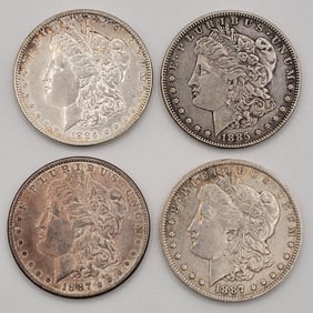 (4) 1884-85-87 United States Morgan Silver Dollars