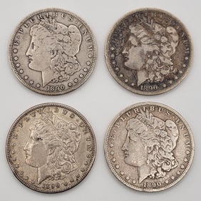(4) 1890 United States Morgan Silver Dollars