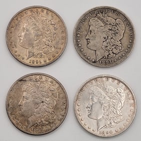 (4) 1891 & 1896 United States Morgan Silver Dollars
