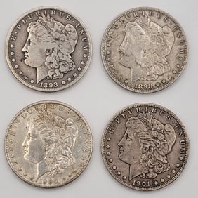 (4) 1898-1900-1901 United States Morgan Silver Dollars