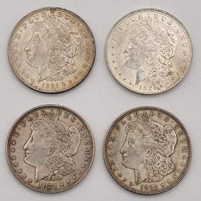 (4) 1921 United States Morgan Silver Dollars