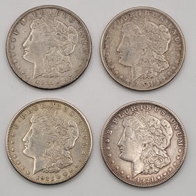 (4) 1921-S United States Morgan Silver Dollars