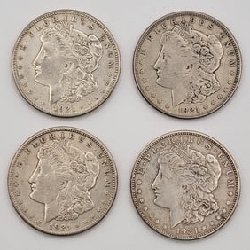 (4) 1921-S United States Morgan Silver Dollars