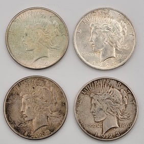 (4) 1923 P & S United States Peace Silver Dollars