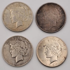 (4) 1925 & 1927 United States Peace Silver Dollars