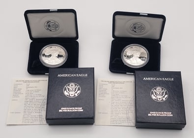 (2) 1996-P American Silver Eagle Proof Coins