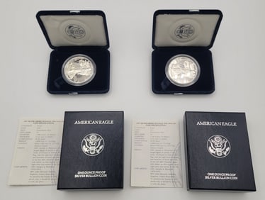 (2) 1997-P American Silver Eagle Proof Coins