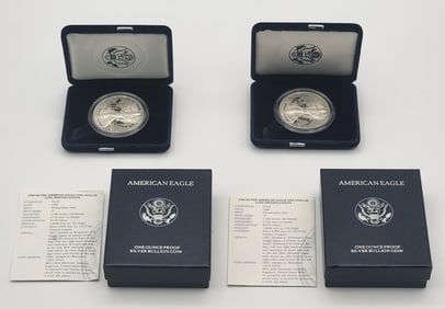 (2) 1998-P American Silver Eagle Proof Coins