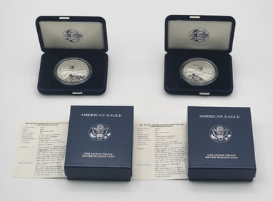 (2) 2001-W American Silver Eagle Proof Coins