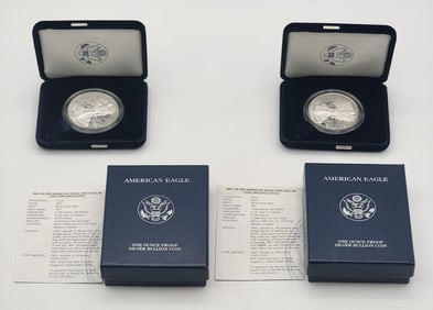(2) 2003-W American Silver Eagle Proof Coins