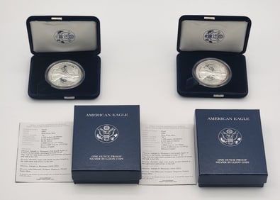 (2) 2004-W American Silver Eagle Proof Coins