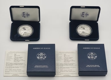 (2) 2005-W American Silver Eagle Proof Coins