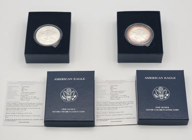 (2) 2008-W American Silver Eagle Uncirculated Coins