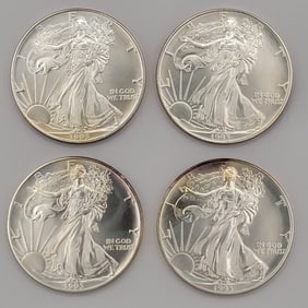 (4) 1993 American Silver Eagle Uncirculated Coins
