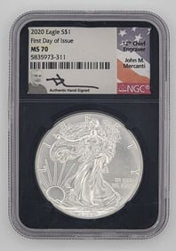 2020 American Silver Eagle Coin NGC MS 70 First Day Of Issue