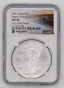 2021 American Silver Eagle Type 2 Coin NGC MS 70 U.S. State Series