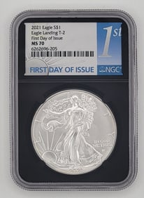 2021 American Silver Eagle Type 2 Coin NGC MS 70 First Day Of Issue