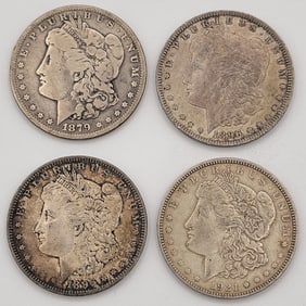 (4) Mixed Date United States Morgan Silver Dollars