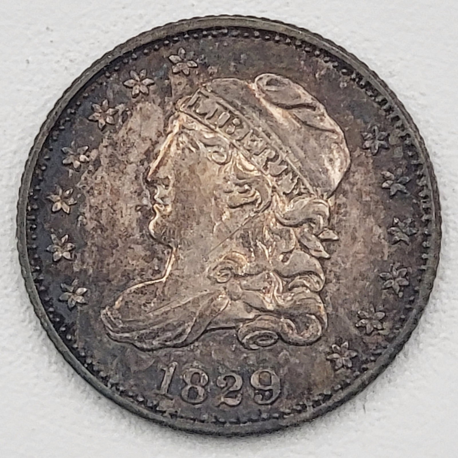 U.S. 1829 Capped Bust Silver Half Dime: Very nice high grade circulated coin with strong details.