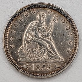 U.S. 1853 Seated Liberty Silver Quarter Arrows & Rays