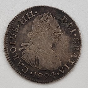 Peru 1794-IJ 2 Reales Silver Coin