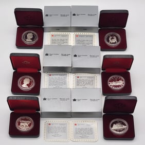 (6) Canada 1984-1988 Proof Silver Dollars