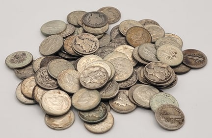 $9.00 Face Value Of 90% Silver Barber, Mercury & Roosevelt Dimes