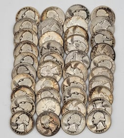 $10 Face Value Of 90% Silver U.S. Washington Quarters