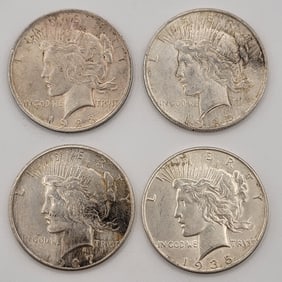 (4) Mixed Date U.S. Peace Silver Dollars