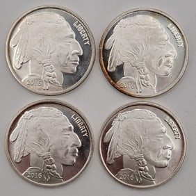 (4) 2016 Buffalo 1 Ounce .999 Fine Silver Rounds