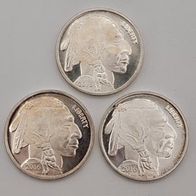 (3) 2016 Buffalo 1 Ounce .999 Fine Silver Rounds