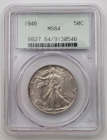1946 United States Walking Liberty Half Dollar PCGS MS 64 Doily Label