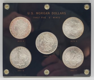 U.S. Morgan Silver Dollars "First Five "S" Mints" Uncirculated Set