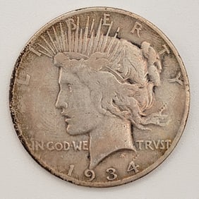 Circulated 1934-S United States Peace Silver Dollar