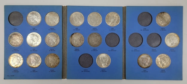 18 Pc. U.S. Peace Silver Dollar Partial Set