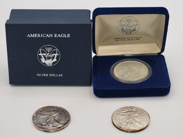 (3) Mixed Dates American Silver Eagle Dollars