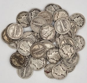 $4.70 Face Value Of 90% Silver U.S. Mercury Dimes