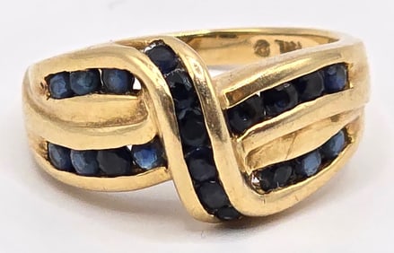 Ladies 14K Yellow Gold Sapphire Braid Ring
