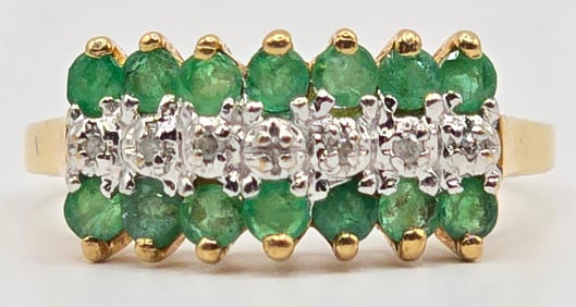 10K Yellow Gold Emerald & Diamond Ring